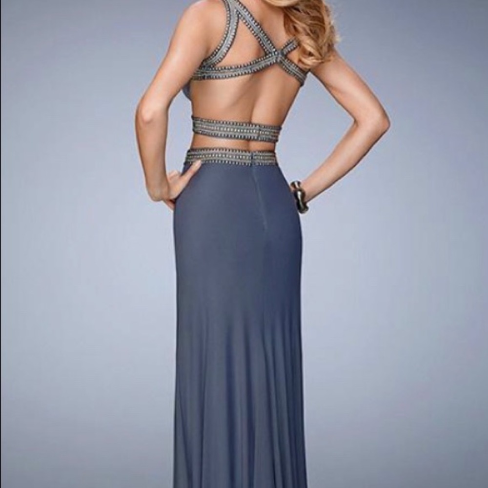 2 Piece La Femme Gunmetal Prom Dress # 22319
